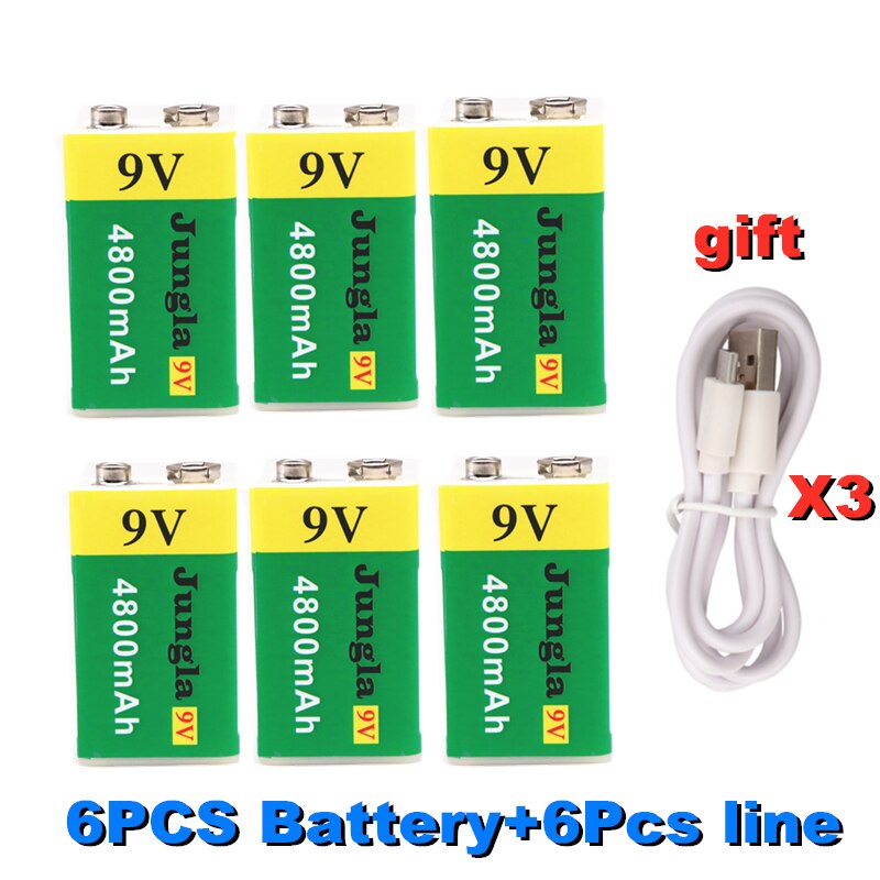 Hohe kapazität USB Batterie 9V 4800mAh Li-Ion Akku USB Lithium-batterie für Spielzeug Fernbedienung