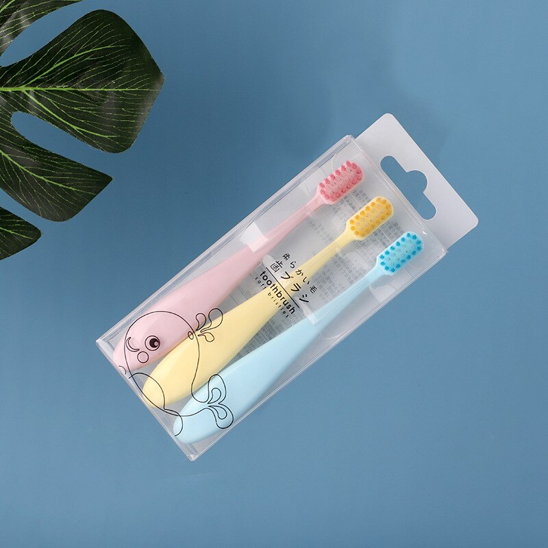 3 pçs/set crianças macio-cerdas escova de dentes para crianças dentes bonito treinamento escovas de dentes do cuidado dental do bebê 2-6y