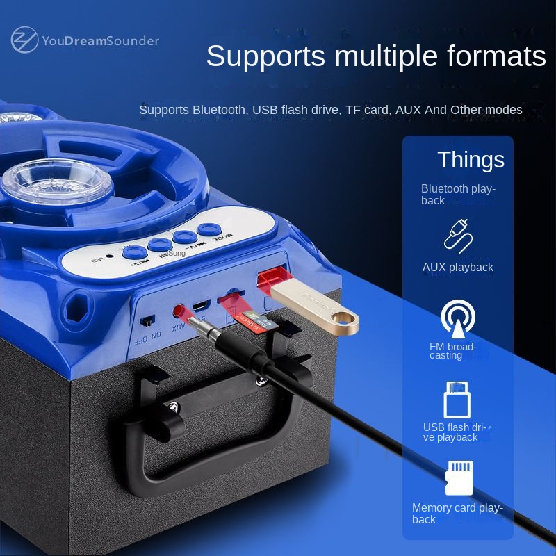 Altavoz bluetooth 2023, caja portátil para exteriores, altavoz cuadrado con micrófono, tarjeta de canción k, orden ador, subwo