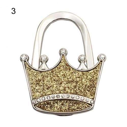 Taske krog skinnende folde zink legering rhinestone krone stjerne bordkant håndtaske bøjle til hjemmet nøglering sød taske vedhæng: 3