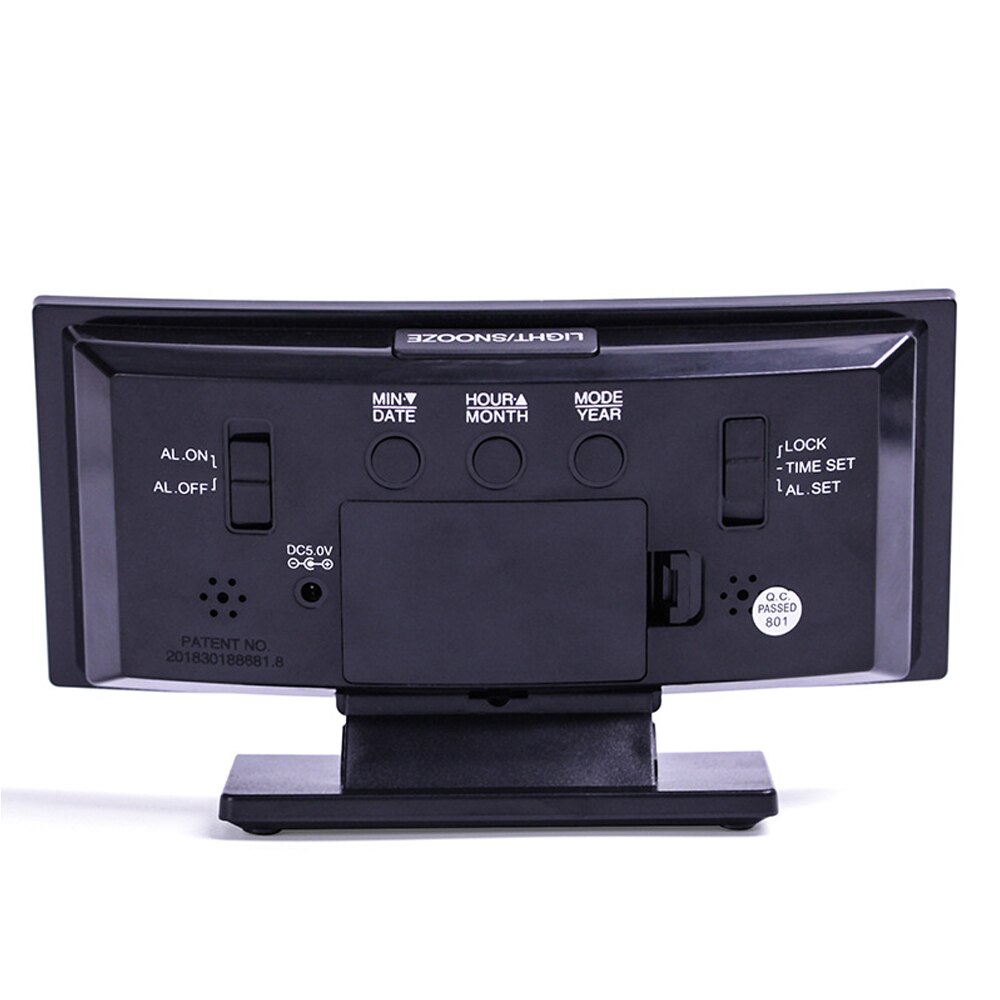 Electronic Table Clock Mute Mirror Alarm Clock Multifunctional 3 In 1 Digital Clock Thermometer Calendar LED Large Screen