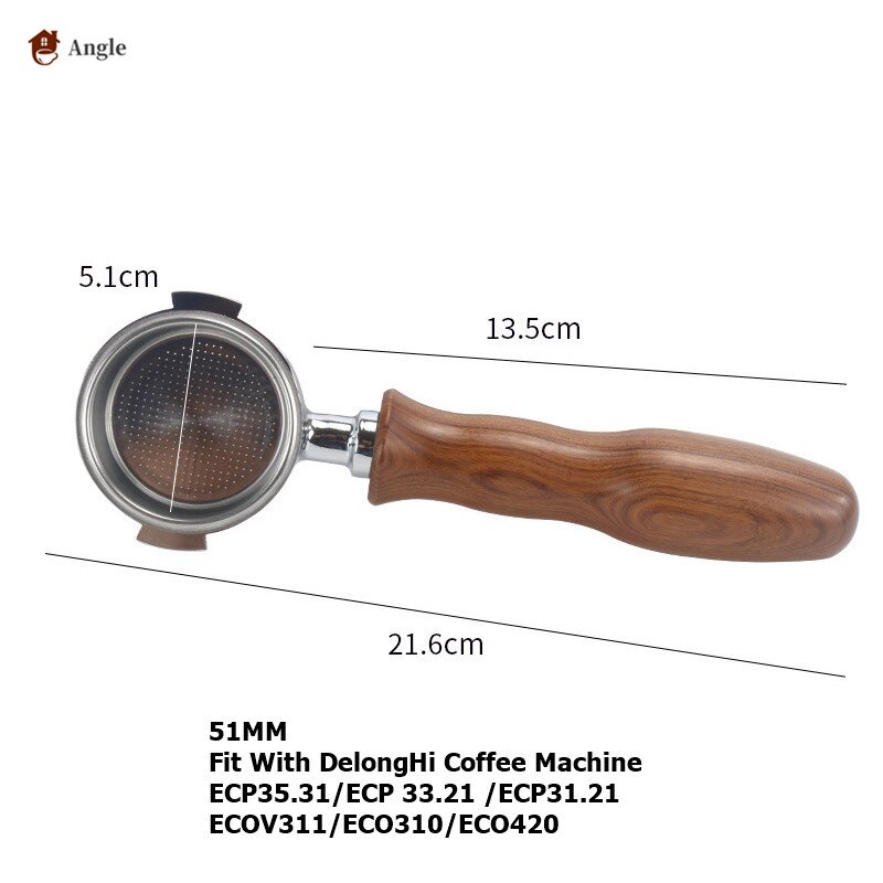 Koffie Filterhouder 51Mm Voor Delonghi Dedica EC680 EC685 Eco310 Ecp35.31 ECOV311 Bco420 Rvs بورتافلتر ديلونجي: 2-ears-Red D