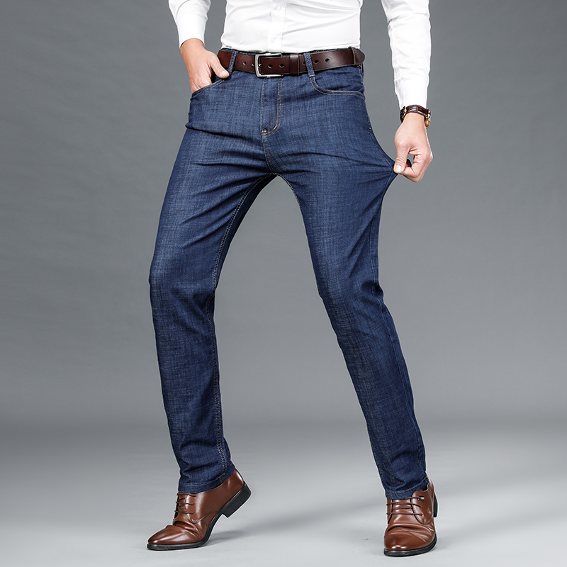 Pantalones vaqueros elásticos informales para hombre, Jeans gruesos, clásicos, Retro, talla grande, para las cuatro estaciones