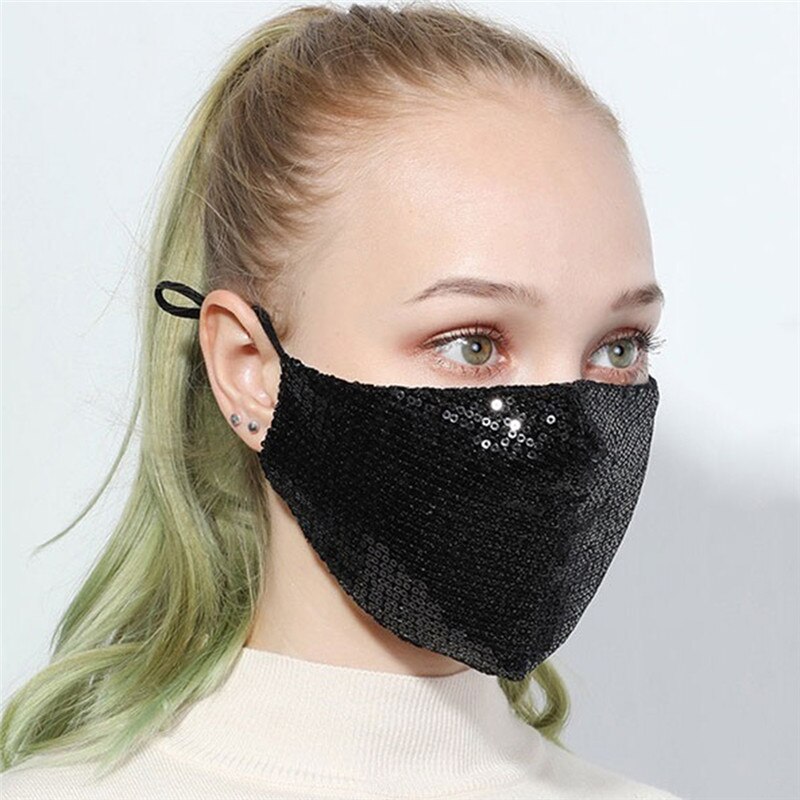 Cubiertas faciales de lentejuelas Unisex, cubierta lavable reutilizable, transpirable, a prueba de polvo, suministros de protección al aire libre