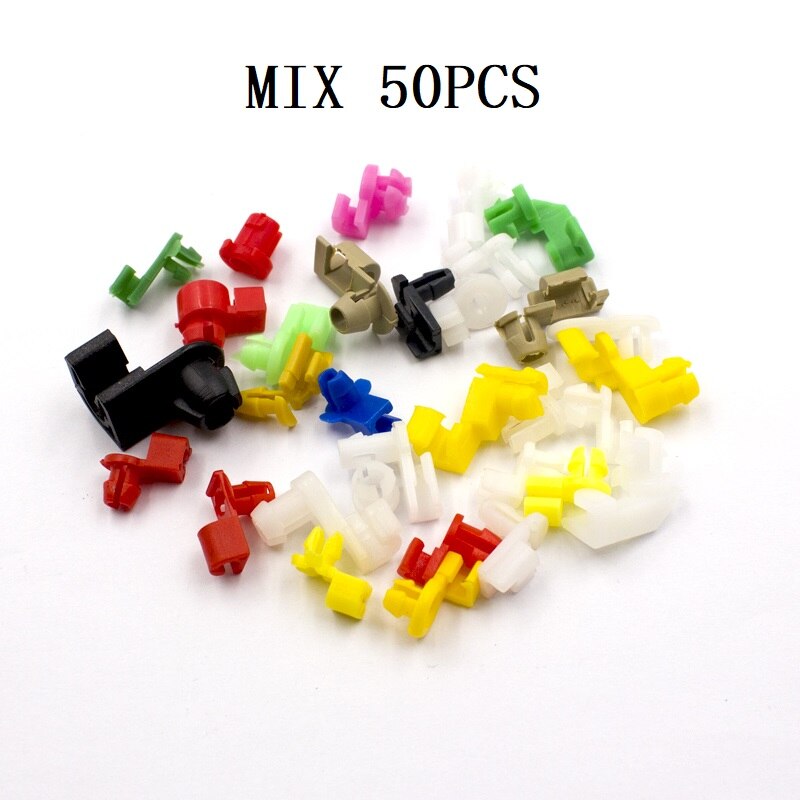 50 Pcs Mix Car Fixed Screw Square Round head Nut Screw Fixed Grommet Clip Plastic Snap In Fastener: A8 Mix 50PCS