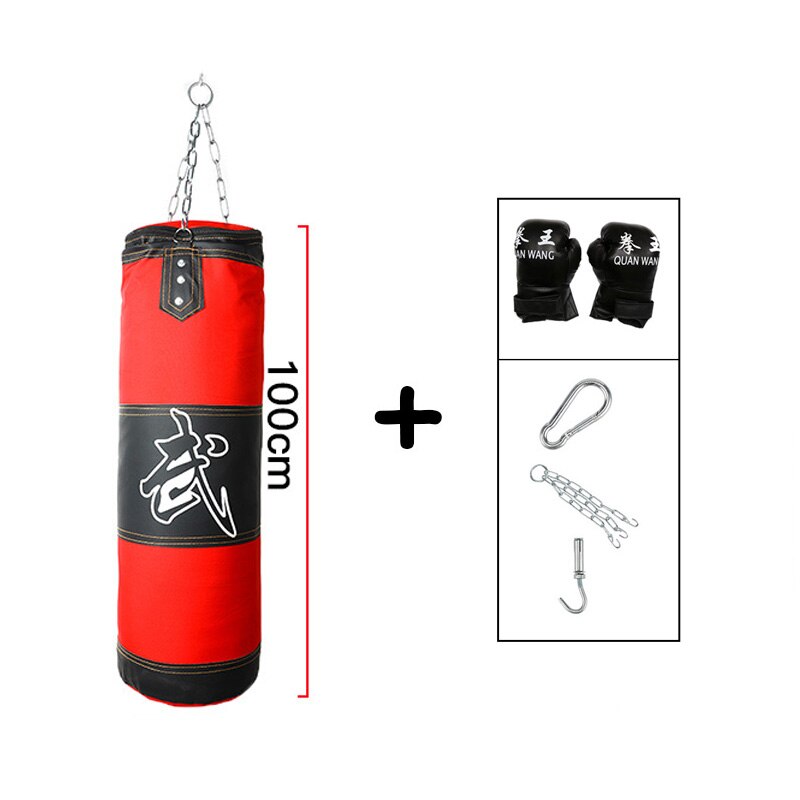 Träning fitness mma boxning boxningssäck set hängande boxning ihålig sandsäck tung muskulation boxningshandskar + handled: 100-2