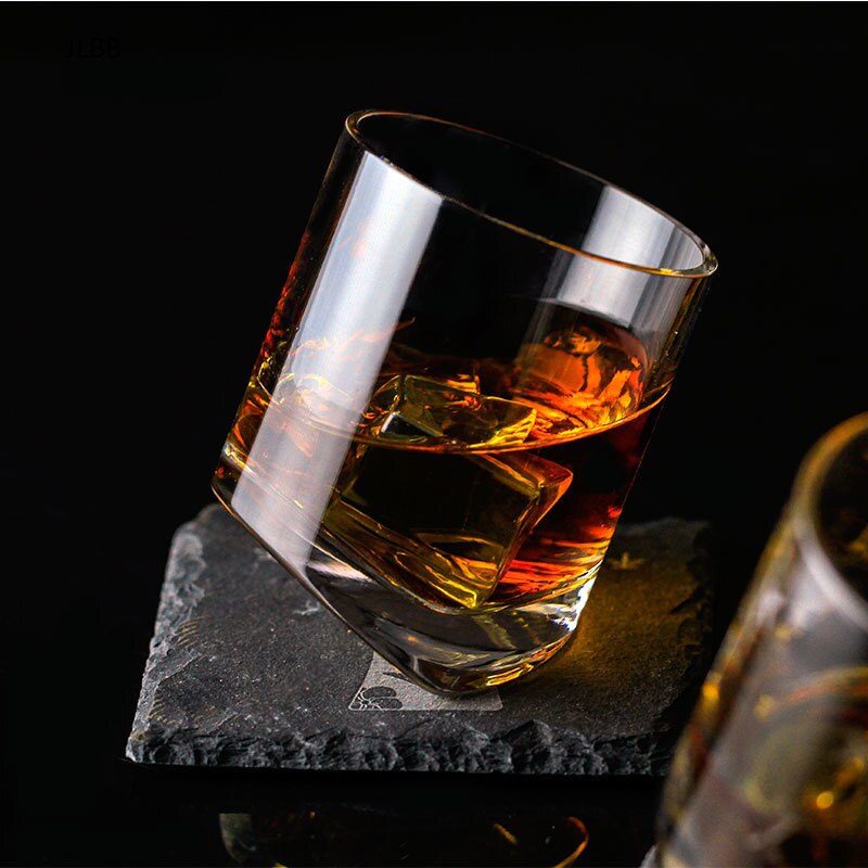 Italian Style Leaning Tower Of Pisa Crystal Whiseddy Whiskey Glass Oblique Engraved Scotch Whisky Tumbler Brandy Wine Cup