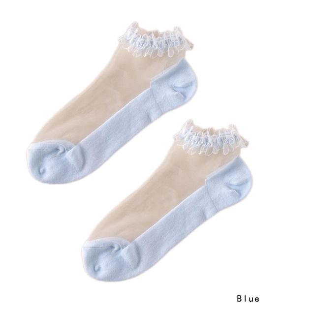 Spring Summer Retro Ankle Socks Pearl LIttle Floral Sock Mesh Patchwork Breathable Cotton Scck Cute Soft National style Hosiery: A3