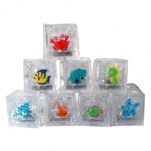 Cubitos de hielo luminosos para baño para niños, juguetes de luz LED coloridos con estampado de animales, 8 Uds.: Default Title