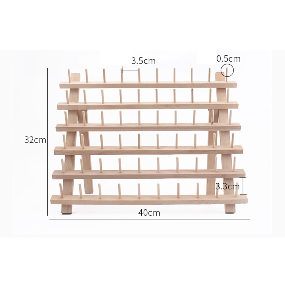 Soporte de bobina de madera de 60 ejes, almacenamiento de carrete de bordado de costura, organizador de hilo de madera espacioso para manualidades DIY