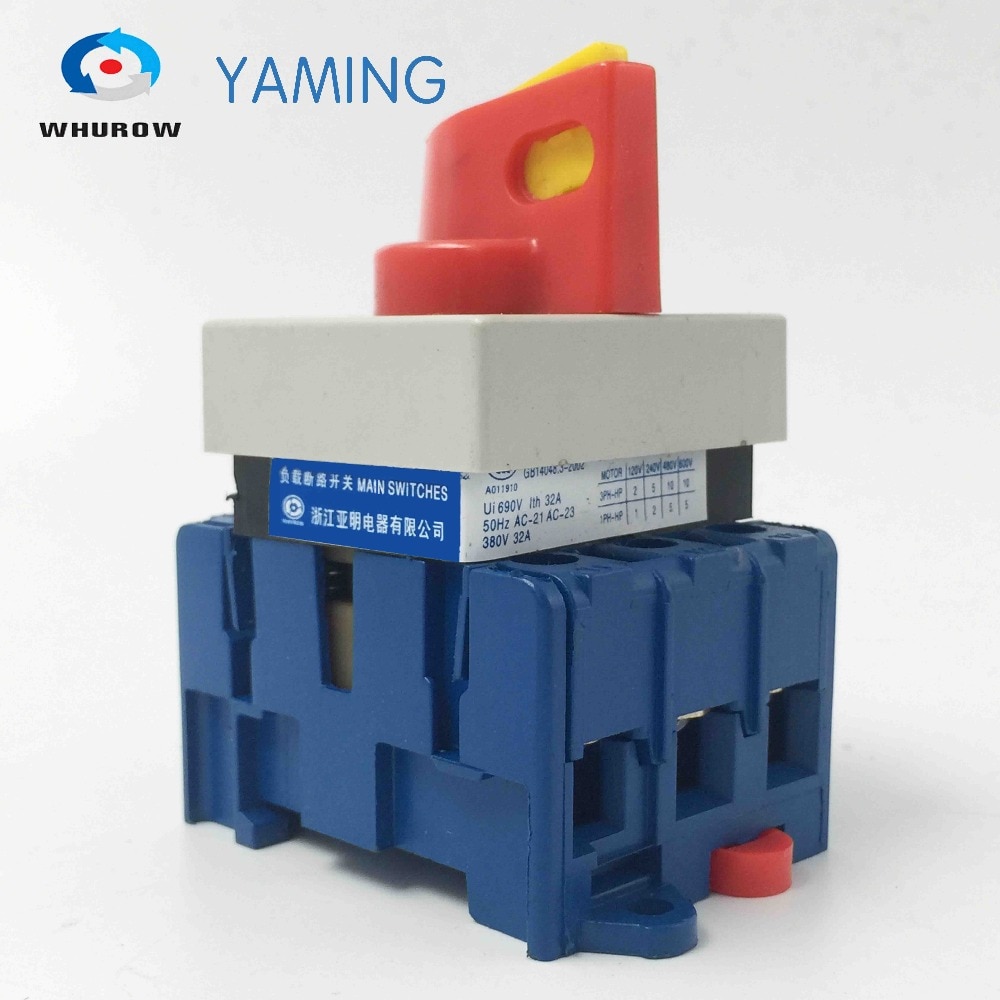 Isolating switch on off 32A 3 phase rotary changeover cam main interruptor disconnect switch with padlock handle