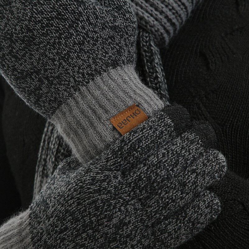 Écharpe épaisse en laine pour homme, chapeau , trois pièces, automne et hiver