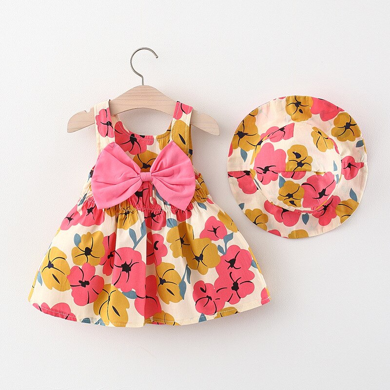 Vestido de princesa estampado para niñas, ropa informal para niños de 1 a 4 años, verano 2022: Rosa / 18-24M 90