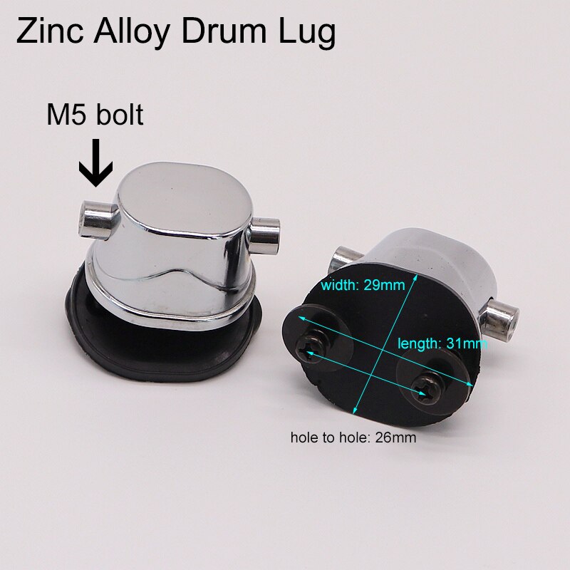 Snare Drum Lugs Single Side 2 Kanten Drum Lug Dw Drum Lugs Model Lug Drum Drum Accessoires Zilver Kleur Met washer &amp; Schroeven 1 Pc: M9 26mm