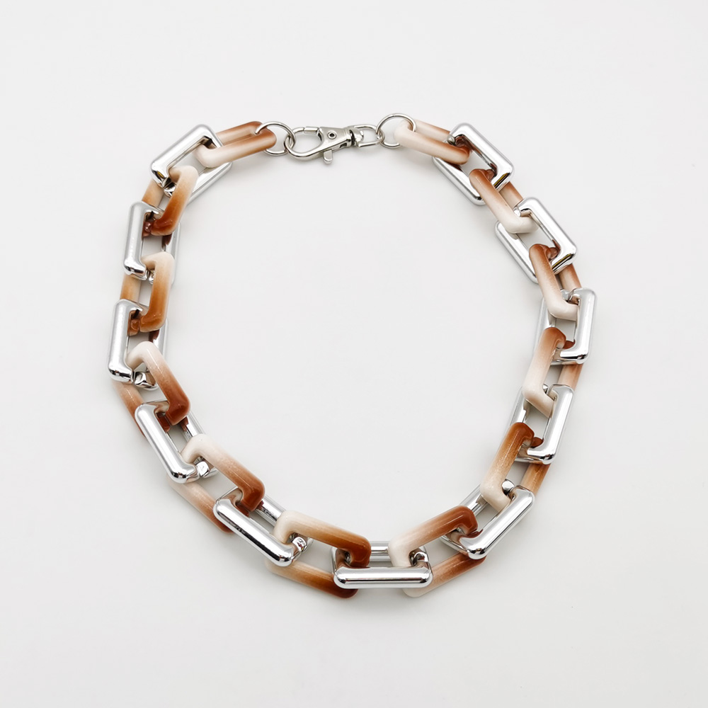 Necklaces Colorful Plastic Thick Chain Statement Choker Collar Necklace Hip Hop Night Club Jewelry For Women: coffee necklace-2