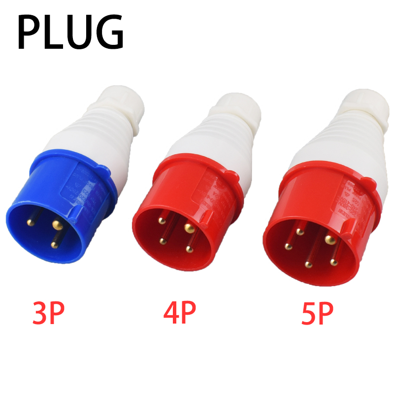 IP44 Industrial Plug and Socket Waterproof Connector 3PIN 4PIN 5PIN 16A/32A Waterproof Electrical Connection Wall Mount Socket: army green / 5-9Pcs / 5P