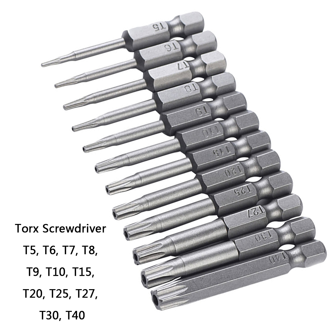 12 st säkerhetsbitsset manipuleringssäkert skruvmejselborr skruvmejselbits hex torx platthuvud 1/4 " medbringarbits handverktyg