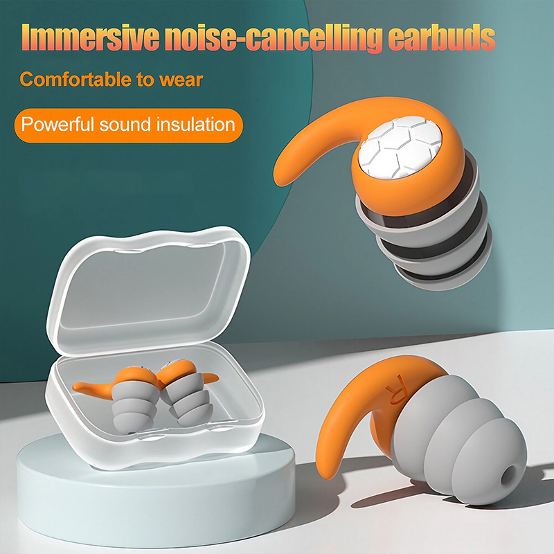 1Pair Sleeping Ear Plugs Noise Reduction Waterproof Earplug Soundproof Earplug Three-Layer Mute Filter for Ear Plug