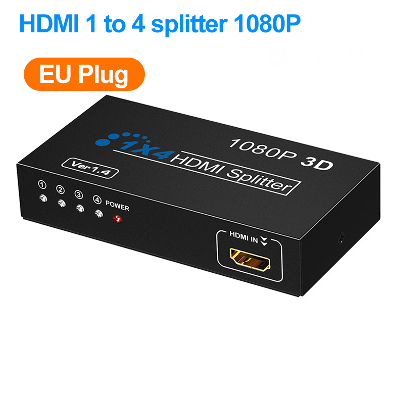 1 in 4 out HDMI Splitter 4K/2K/1080P,Video Divider, HD Video Screen Sharing Device: Red