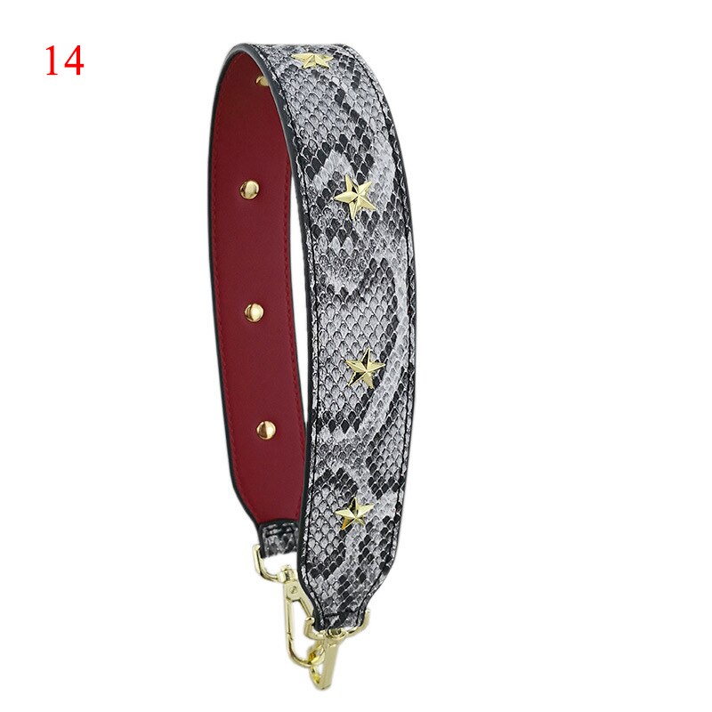 4cm bred axelrem i läderblomma lång nit pentgram crossbody-rem handväska bälte färgglad väska tillbehör: 14