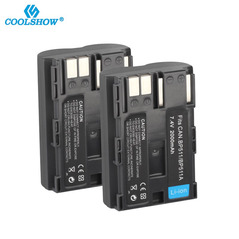 BP-511 BP511 BP-511A Battery For Canon EOS 40D 300D 5D 20D 30D 50D 10D D60 G6 BP511 FV40 FV30 FV100 200 Camera Batteries 2000mah