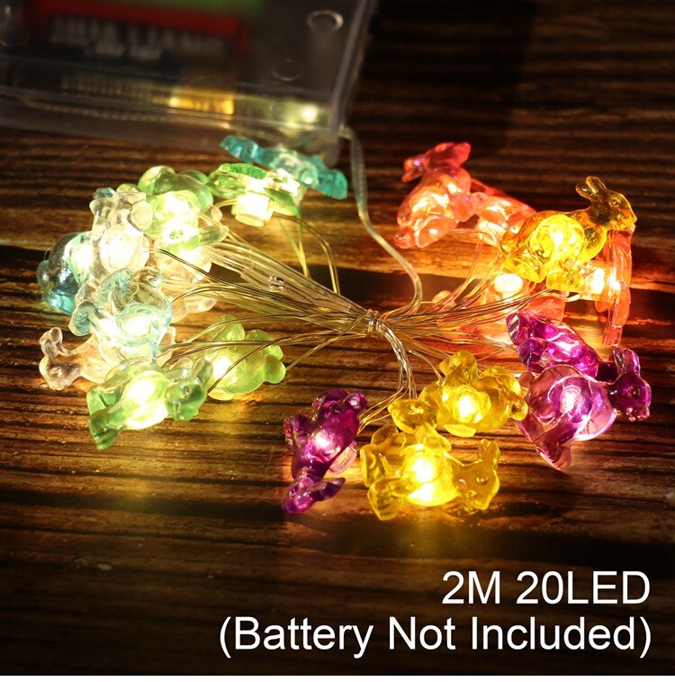 Easter LED Bunny String Lights Easter Decoration For Home Carrot Rabbit Fairy Light Supplies Happy Easter Party Favor: DARK GRAY