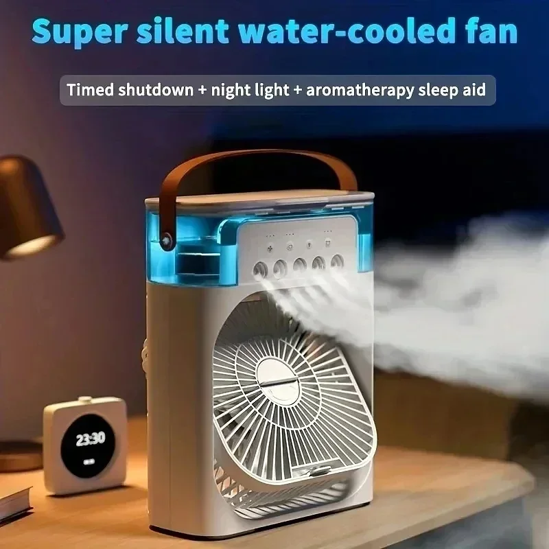 3 in 1 ventilator klimaanlæg husholdning lille luftkøler led natlys bærbar luftfugter luftjusteringsventilator kontor hjemmeventilator