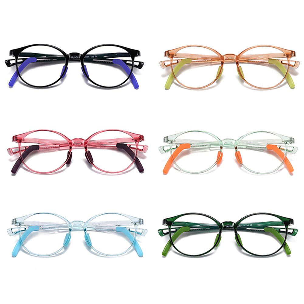 Kachawoo boy anti blue light glasses child protection TR90 round glasses frame kids optical computer green brown