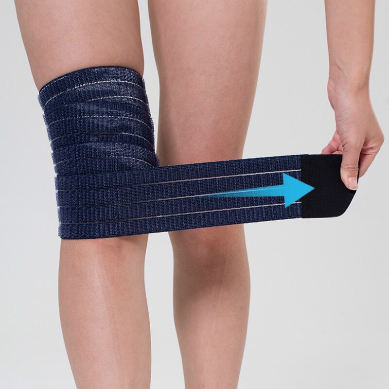 1pc 145 x 7cm elastisk sport bandage wrap tape knæben kompressionsrem støttebånd fælles plantar fasciitis squat vægtløftning: Blå