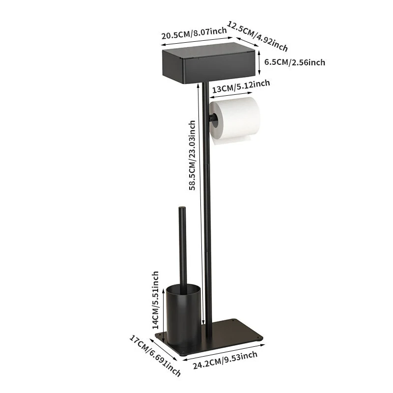 Free Standing Banheiro Toilet Paper Holder, Stand Organizadores, Aço Inoxidável com Base De Mármore, Toilet Brush, acessórios do banheiro: ROXO