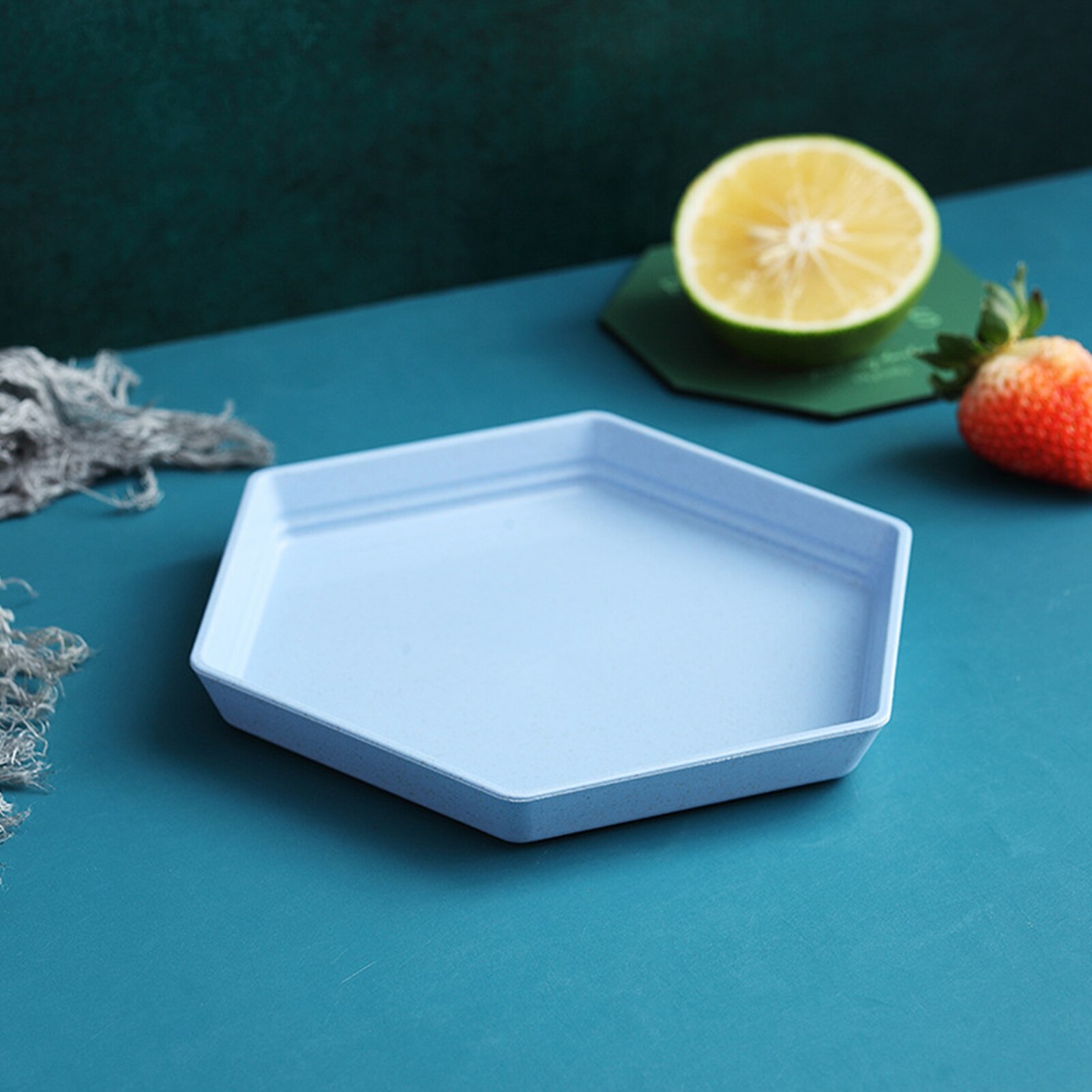 Hexagon Party Dessert Snacks Zaden Tarwe Stro Dikker Lade Fruitschaal Multifunctionele Keuken Accessoires Mand Gerechten