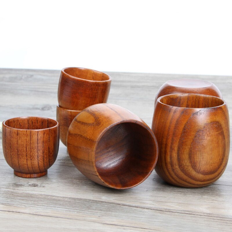 Öl mjölk drinkware 1 st grönt te koppar primitiva handgjorda stor magmugg naturlig trä kopp multifunktion japansk stil