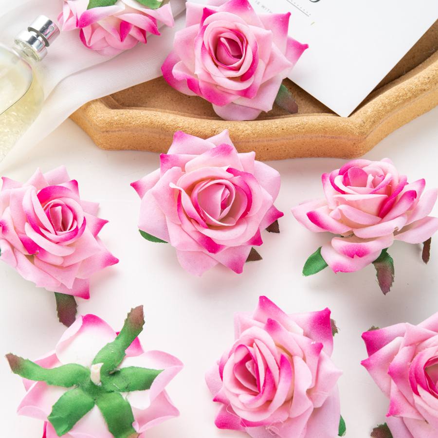 10 stuks kunstbloemen voor plakboek nieuwjaarsdecoratie bruiloft buiten tuin kerst huis bonbondoos flanel opgerolde rozen