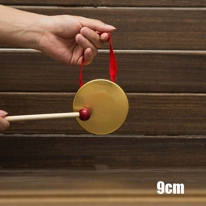 Gong de mano con palo de madera folclórico tradicional china instrumento Musical de juguete para niños JAN88: 9cm