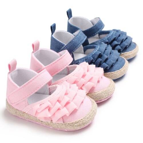 Newborn Infant Baby Girl Princess Non-Slip Baby Shoes Sandals Fabric Shoes Size 0-18M