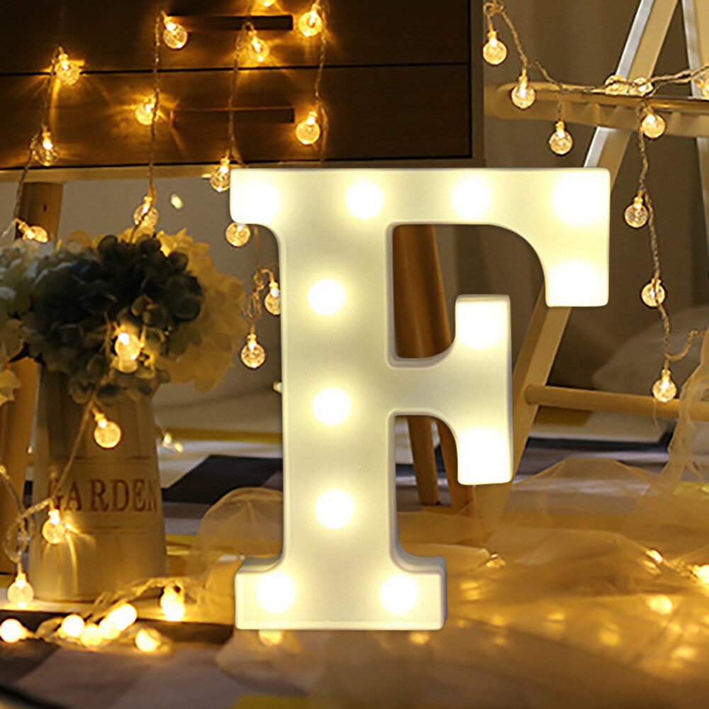 Soft warm glow wall hung or free standing Alphabet Letter Lights LED Light Up White Plastic Letters Standing Hanging A-M &: F