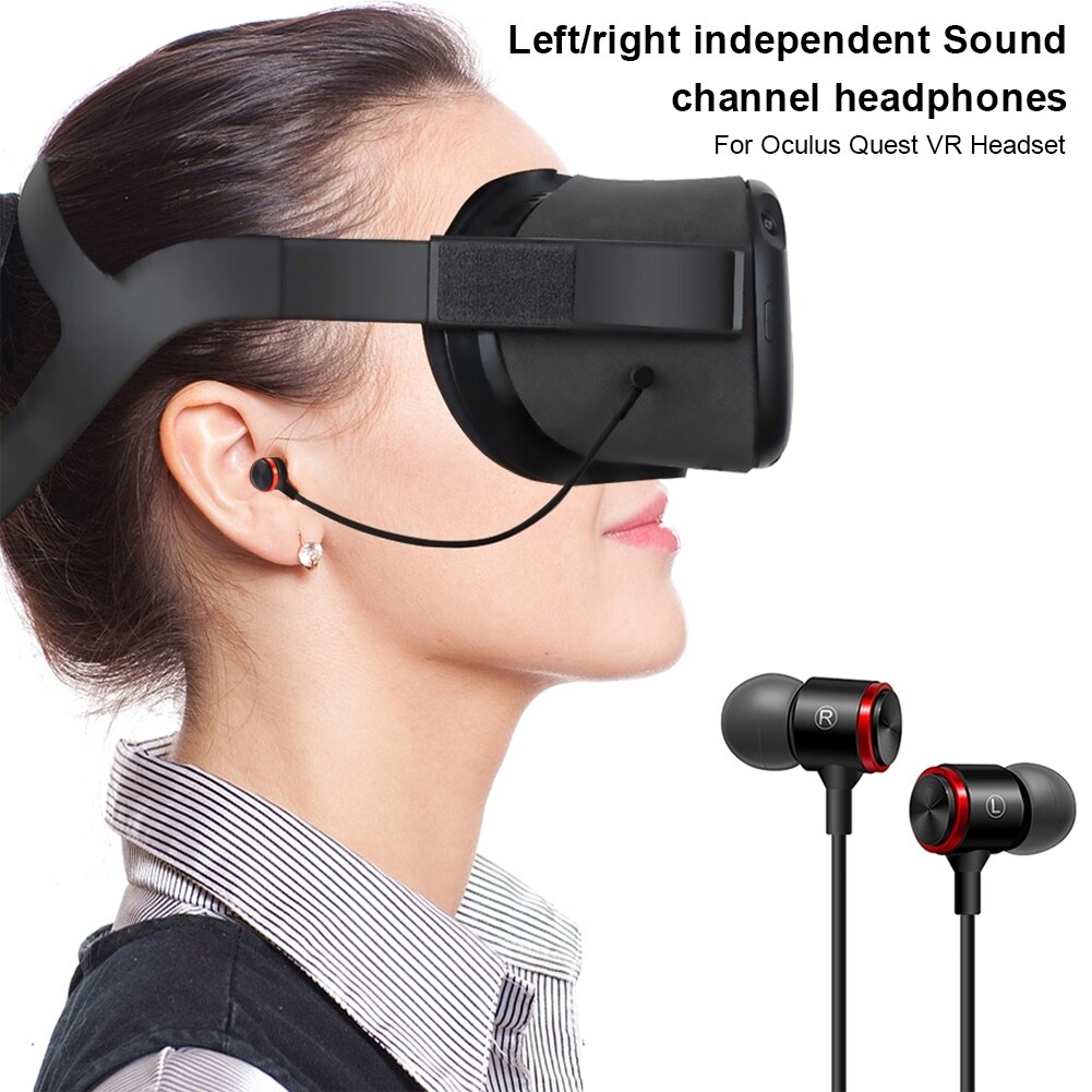 VR 3.5mm Headphones with Left/Right Single Sound Channel 3D 360 Degree Sound Stereo VR Earbuds for Oculus Quest VR Headset