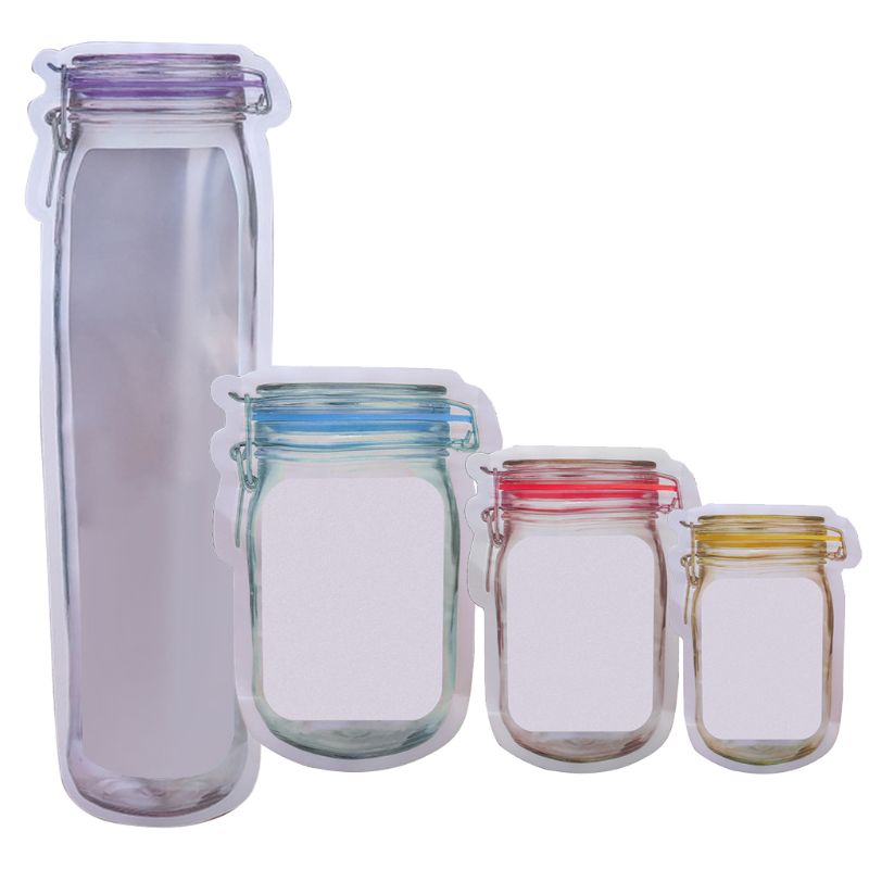 Reusable Mason Jar Bottle Bags Zipper Seal Lock Food Saver Storage Fresh Pouch