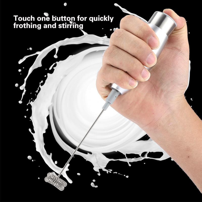 Handheld Electric Milk Frother Coffee Foam Maker with Stainless Steel Spring Whisks Stirrers
