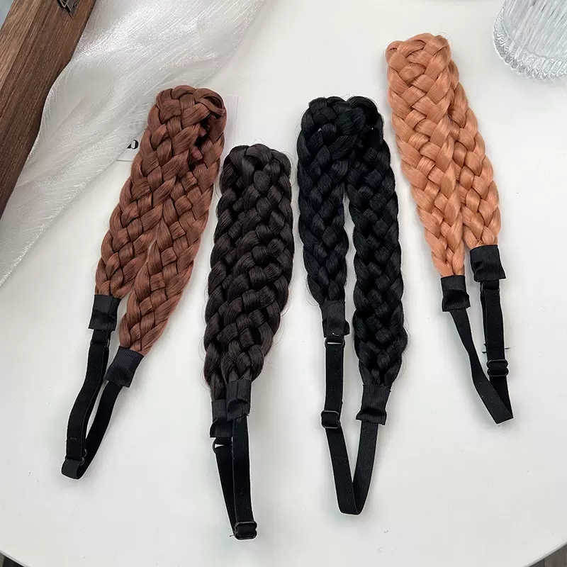 Synthetic Headband Fishtail Braids Hair with Adjustable Belt Plaited Hairband Bohemian Style Women Hairstyle Hairpieces