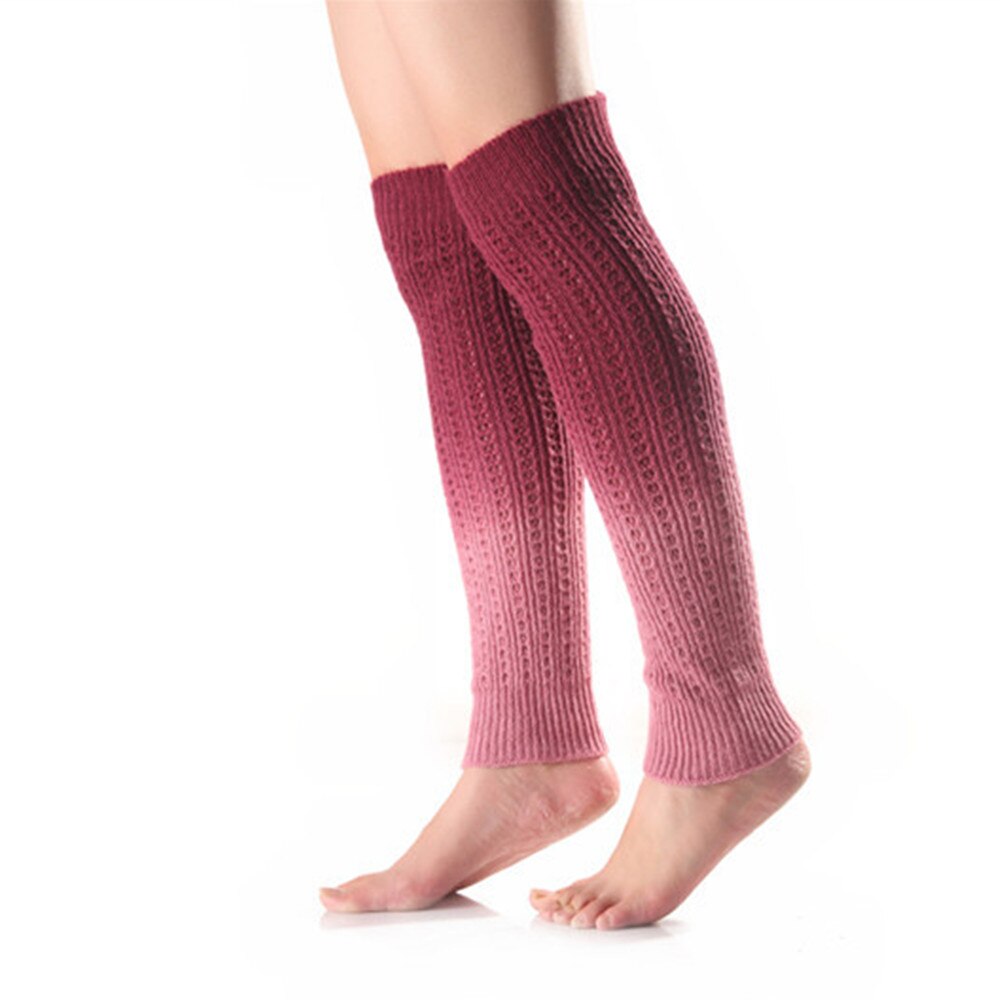 Ladies Winter Cashmere Knitted Leg Warmers Boot Cuffs Trim Toppers Gradient colour Leg Warmers ST024: Burgundy