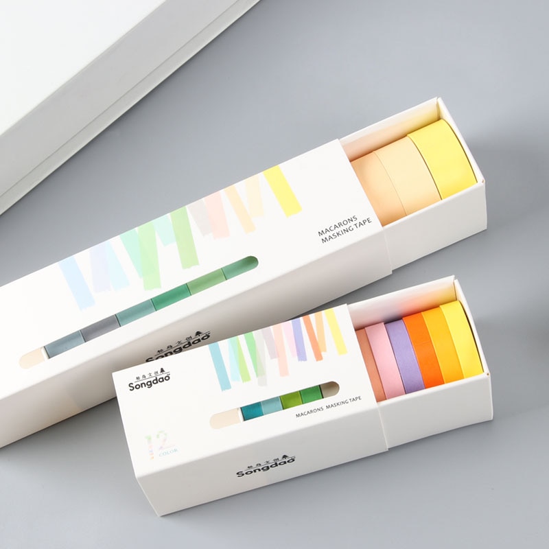 12 Uds caramelo Color Pastel Washi Tape de papel 7,5mm 15mm adhesivo cintas de enmascarar decoración pegatinas para el álbum diario de A6362