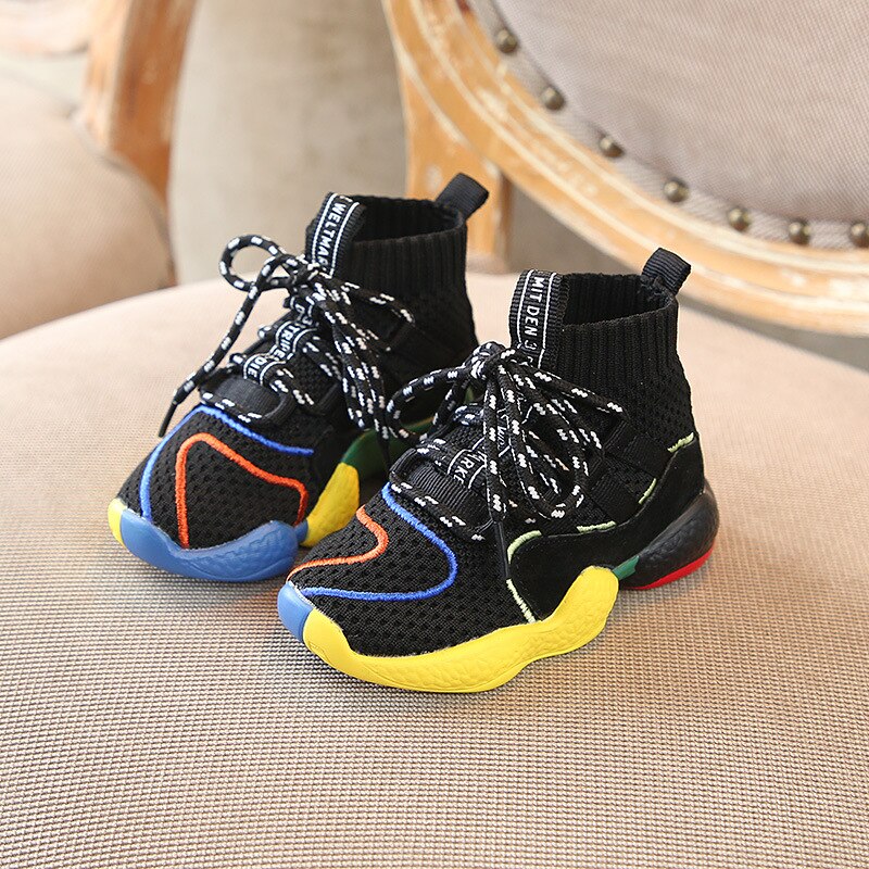 2019 da criança meninos meninas high top tênis bebê/criança/pouco/grande criança laço-up booties crianças moda escola marca sapatos casuais: 1