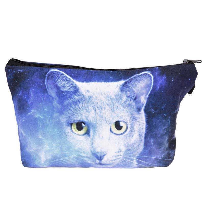 Neue 3D Kätzchen Gedruckt Weibliche Lagerung machen-hoch Taschen Frauen Mädchen Kupplung Taschen niedlich Karikatur Katze Reise Behälter Kosmetische fallen: B