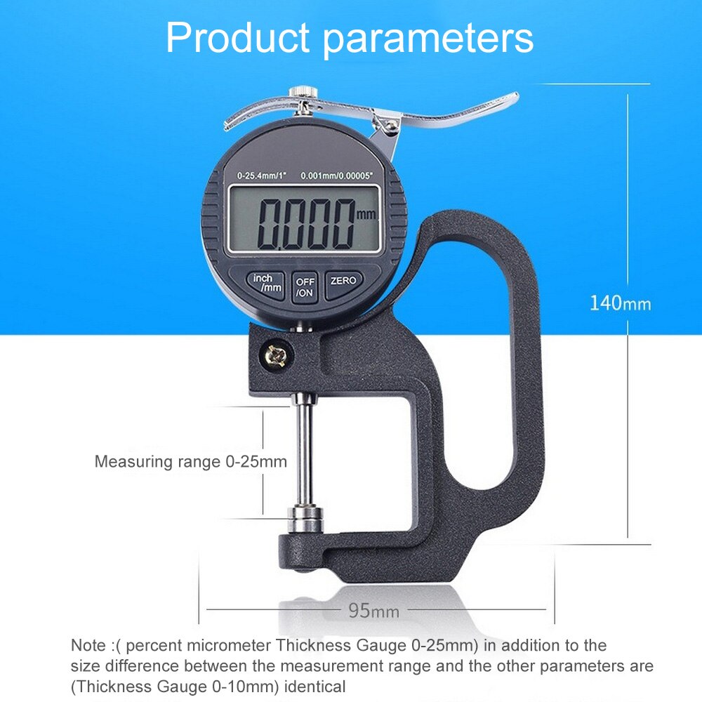 Digital Thickness Gauge 0.001mm Electronic Thickness Gauge 10mm Digital Micrometer Thickness Meter Micrometro Thickness Tester