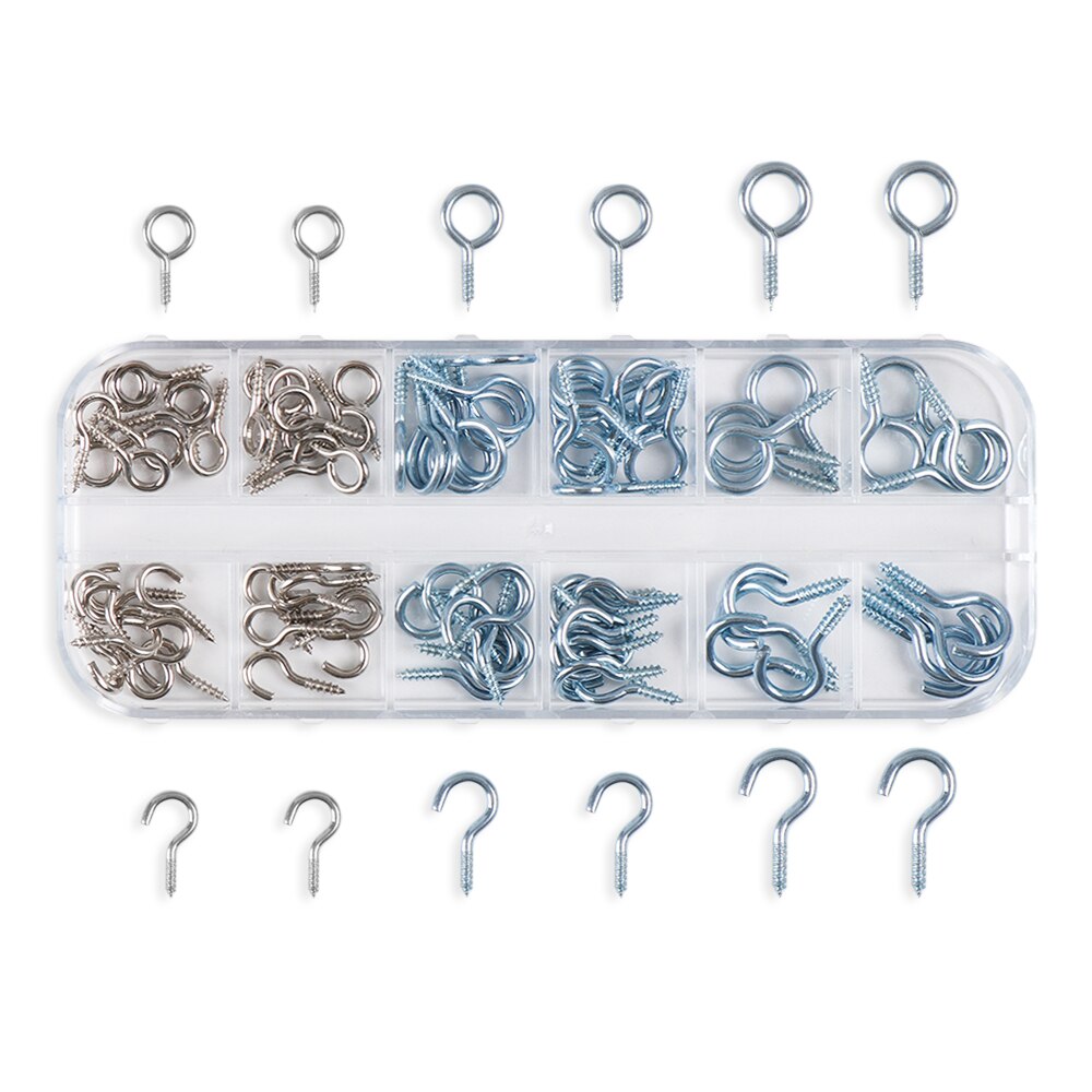 100pcs Threaded Hooks Eyebolt Eye Screws Cup Hooks Clasps Lamp Hanging Wall Hanger Tool DIY Assortment Hooks Kits Accessories: Default Title