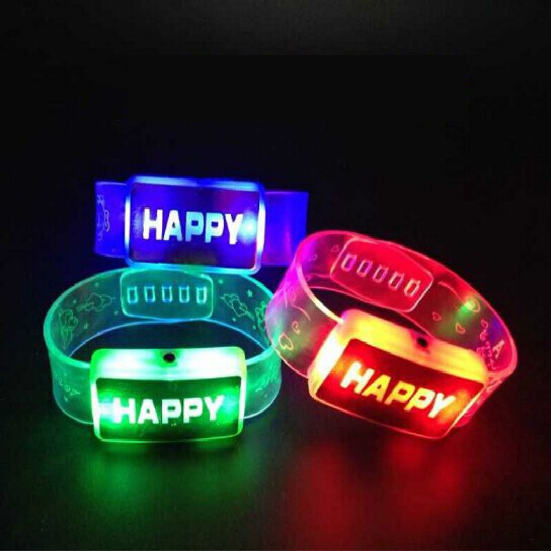 Straat Hip-Hop Flash Armband, Party Sfeer Lichtgevende Hand Met Gelukkig Woord Lichtgevende Armband