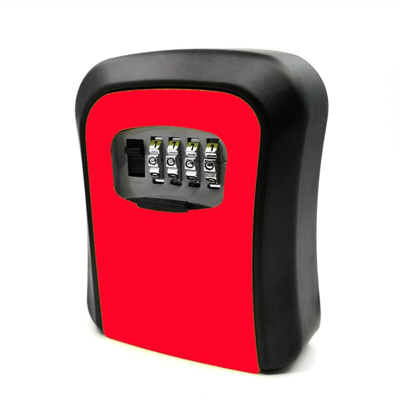 Key lock box wall-mounted plastic key safe weatherproof 4 combination key storage lock box for indoor and outdoor use: Alloy Red