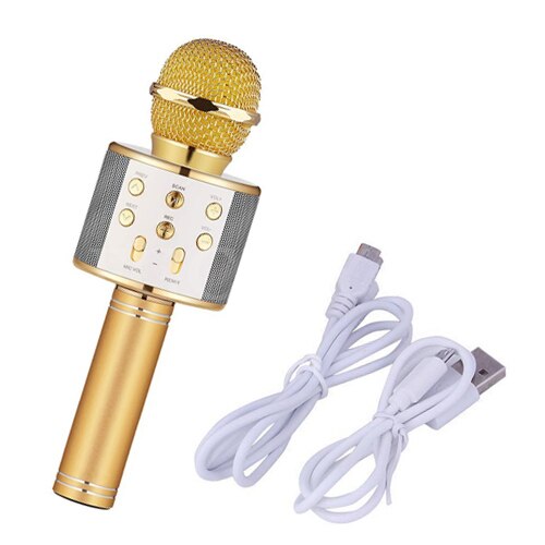 Bluetooth Karaoke Microphone Wireless Microphone Professiona Speaker Handheld Microfone Player Singing Recorder Mic: gold