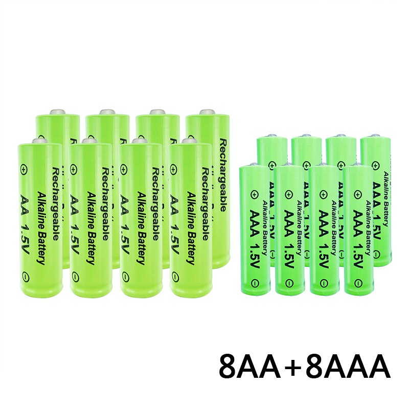 AA + AAA rechargeable AA 1.5V 3800mAh/1.5V AAA 3000mah Alkaline battery flashlight toys watch MP3 player replace Ni-Mh battery: 16pcs